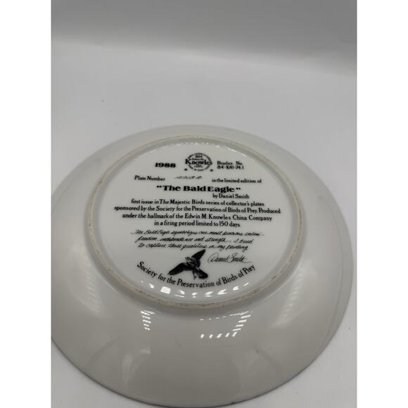 1988 Knowles “The Bald Eagle” Plate Daniel Smith – Bradex 84-K41-74.1 – 8.5” - Picture 2 of 3